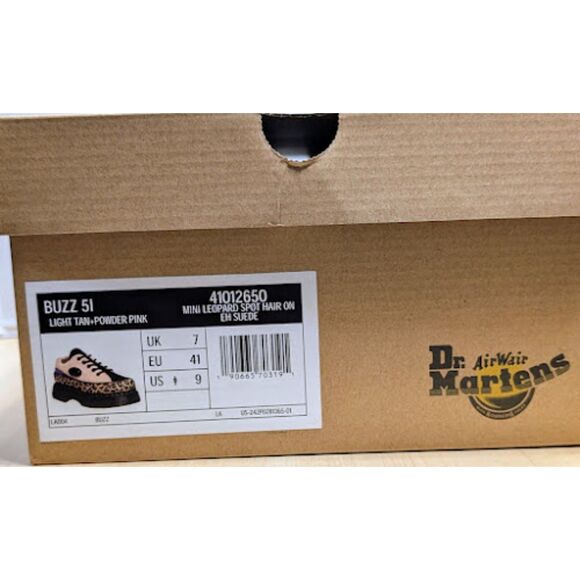 Dr. Martens Buzz 5-Eye Light Tan & Powder Pink Leopard and Suede Shoes UK 7 NIB - Picture 11 of 15